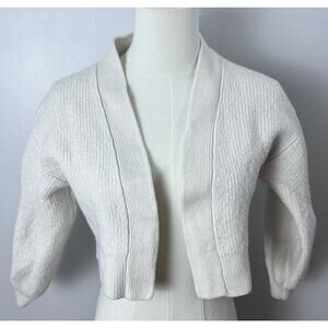 ARITZIA Wilfred Women’s Crop Cardigan Sweater Wool Open Chunky Ivory Sweater (s)